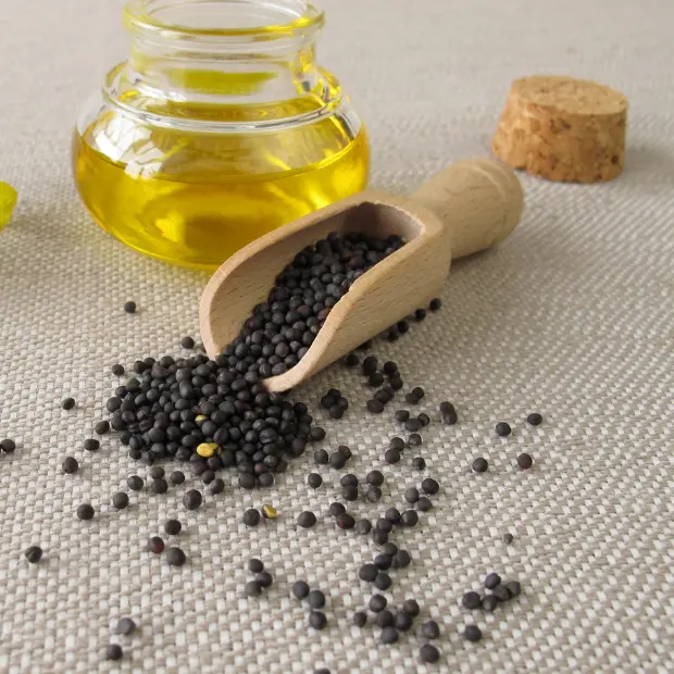 Rich in vitamins E and K, moisturises scalp, reduces frizz, strengthens strands, prevents split ends.