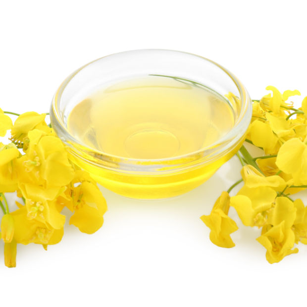 Packed with vitamins E and K, canola oil moisturises the scalp, reduces frizz, strengthens hair strands, and prevents split ends while soothing the scalp.